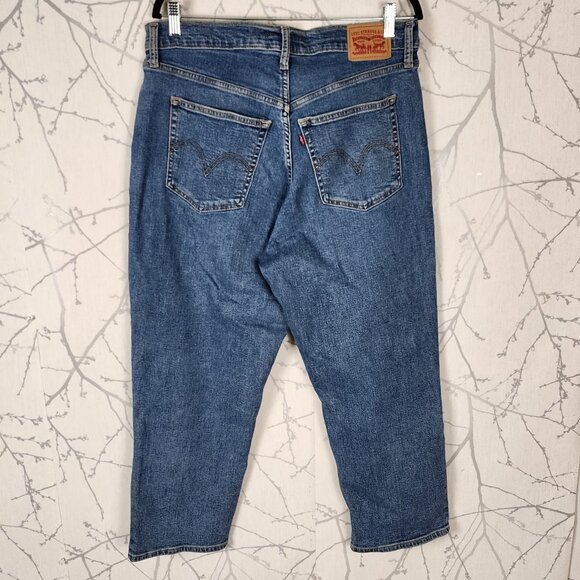 Levi's Medium Wash Stretch Denim Button Fly Wedgie Straight Jeans - Picture 2 of 9